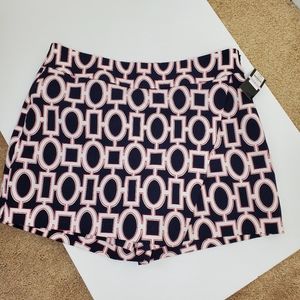crown & ivy Navy and Pink Geometric Shorts